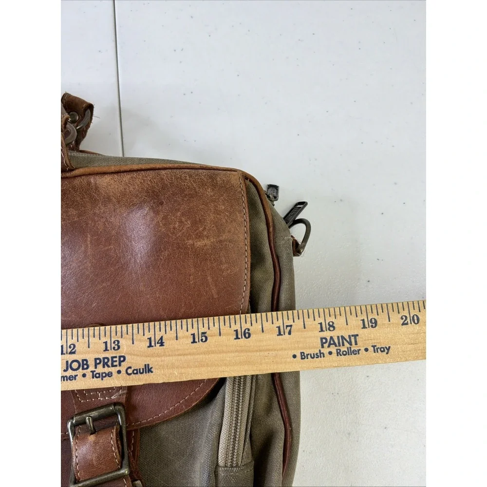 VTG LL Bean Maine Canvas Leather Trim Messenger Briefcase Bag No Strap